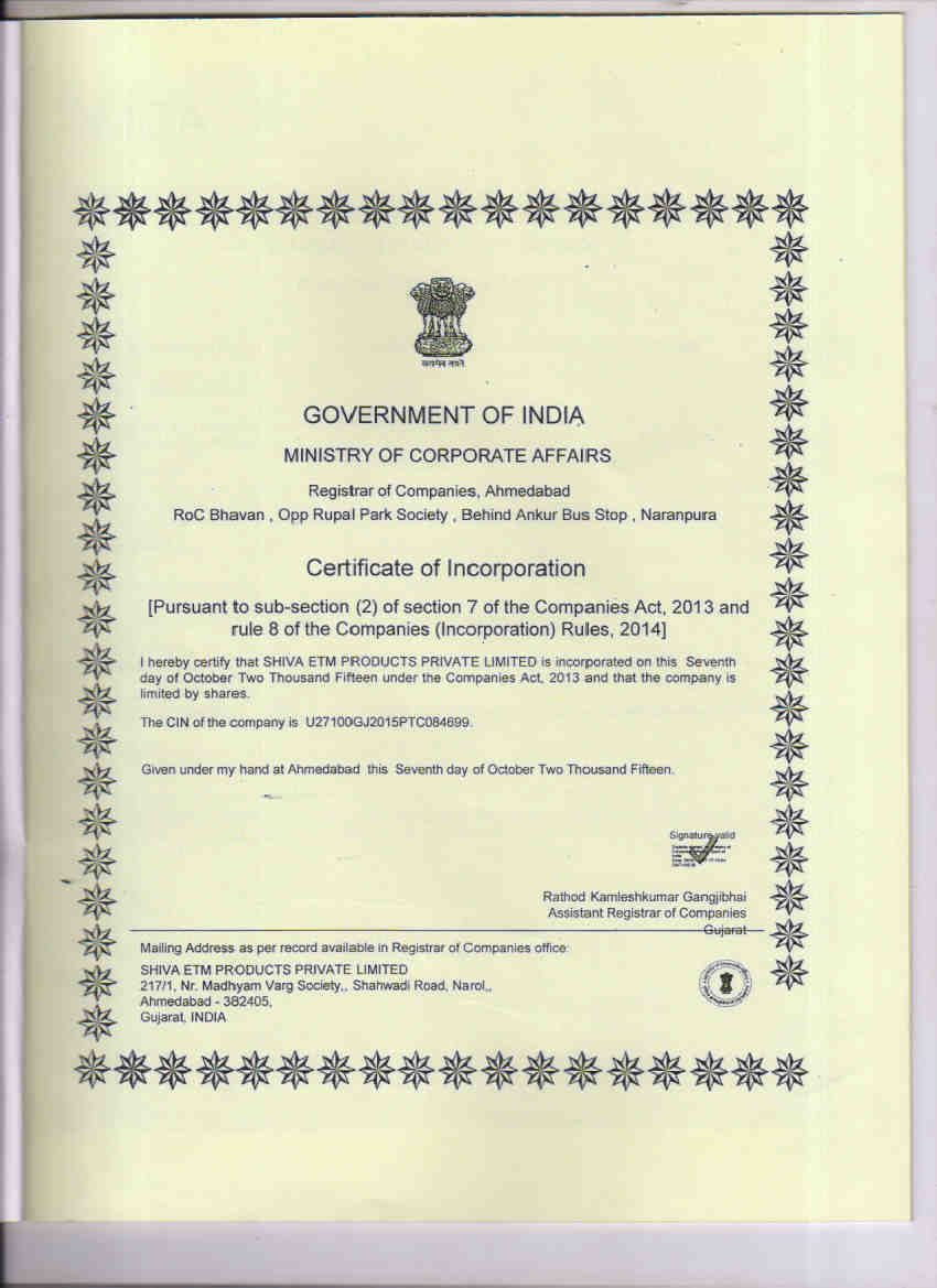 Certificate of Incorporation
